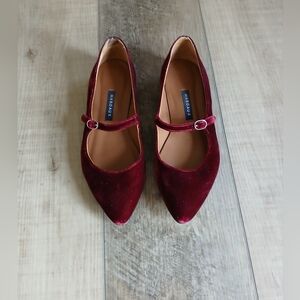 Margaux The Mary Jean in Burgundy Italian Velvet. Size 38 M